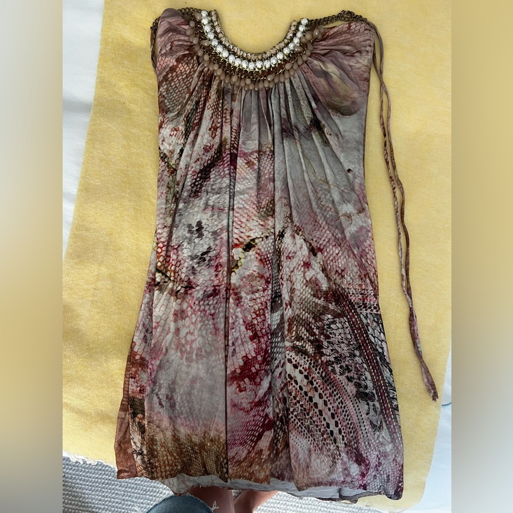 Sky Beaded Halterneck Mini Dress